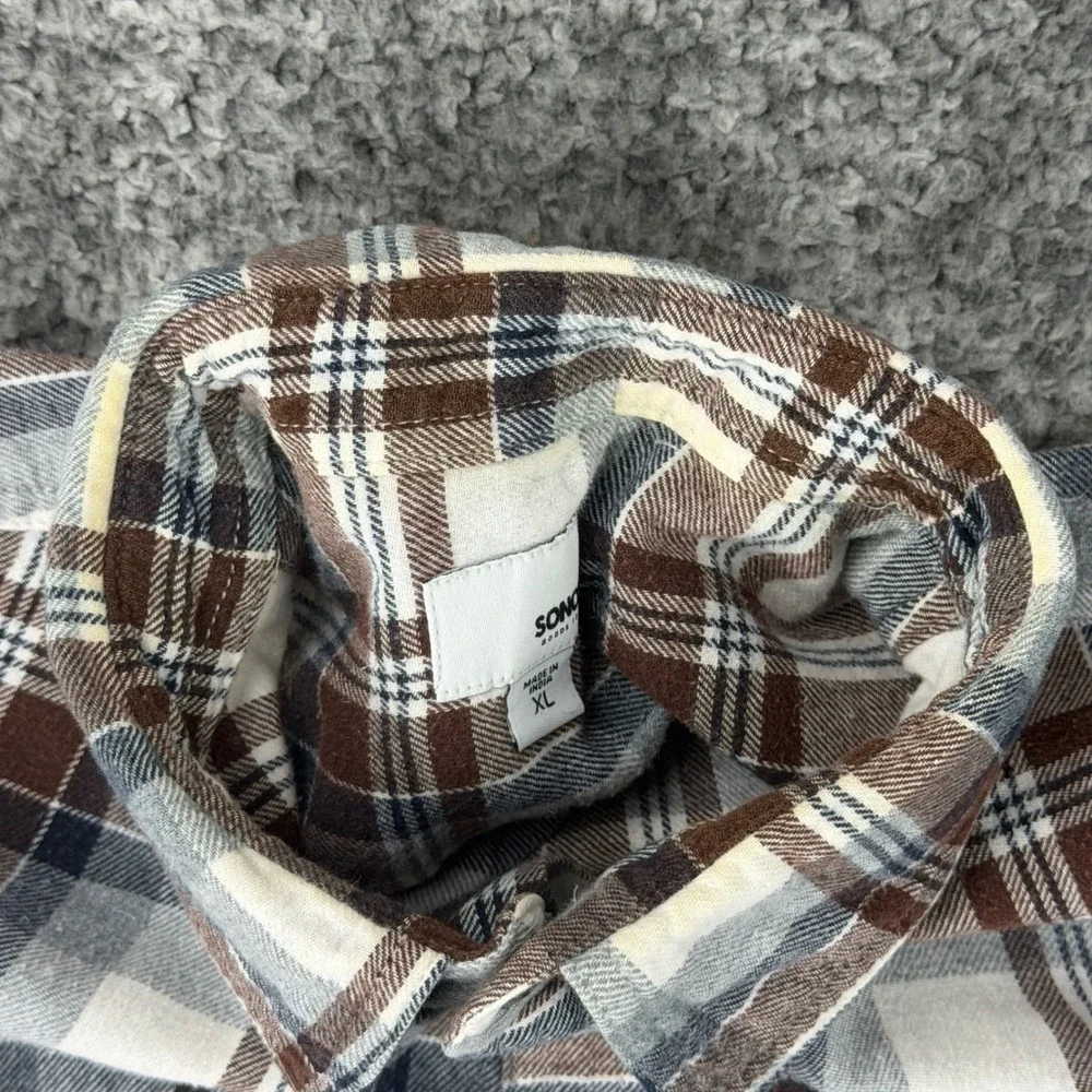 Sonoma Men's Size XL Plaid Multicolor Cotton Flannel Shirt Long Sleeve Button Up
